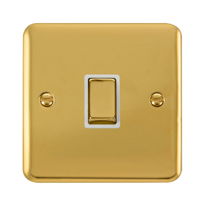Click® Scolmore Deco Plus® DPBR722WH 20A Ingot DP Switch  Polished Brass White Insert