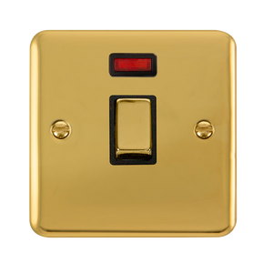 Click® Scolmore Deco Plus® DPBR723BK 20A Ingot DP Switch With Neon Polished Brass Black Insert