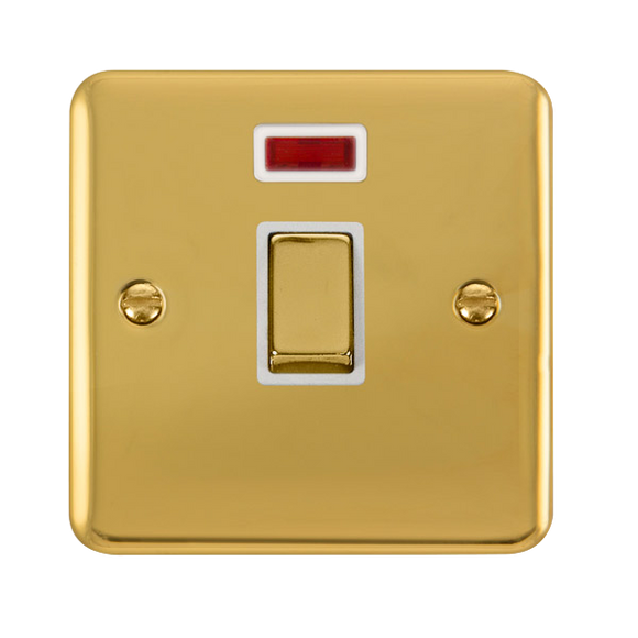 Click® Scolmore Deco Plus® DPBR723WH 20A Ingot DP Switch With Neon Polished Brass White Insert