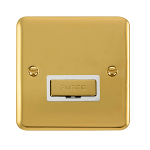 Click® Scolmore Deco Plus® DPBR750WH 13A Ingot Fused Connection Unit Polished Brass White Insert