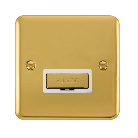 Click® Scolmore Deco Plus® DPBR750WH 13A Ingot Fused Connection Unit Polished Brass White Insert