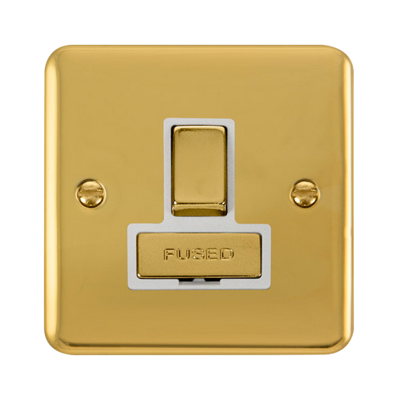 Click® Scolmore Deco Plus® DPBR751WH 13A Ingot DP Switched Fused Connection Unit Polished Brass White Insert