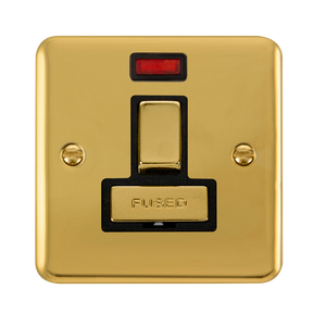 Click® Scolmore Deco Plus® DPBR752BK 13A Ingot DP Switched Fused Connection Unit With Neon Polished Brass Black Insert
