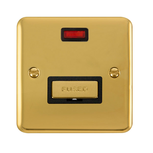 Click® Scolmore Deco Plus® DPBR753BK 13A Ingot Fused Connection Unit With Neon Polished Brass Black Insert