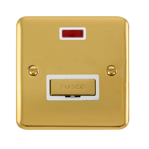 Click® Scolmore Deco Plus® DPBR753WH 13A Ingot Fused Connection Unit With Neon Polished Brass White Insert