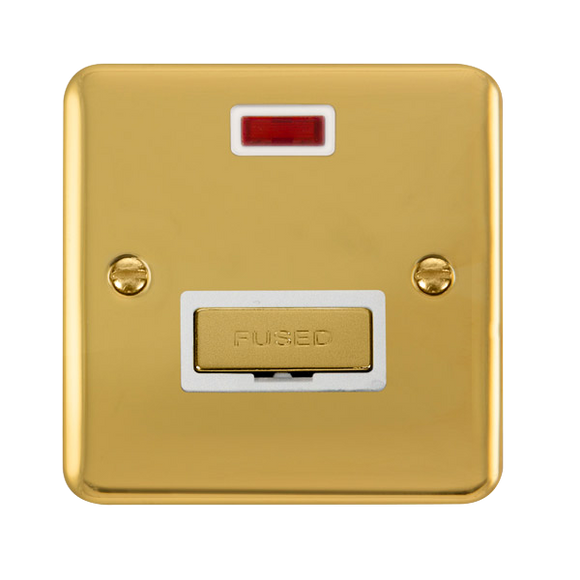 Click® Scolmore Deco Plus® DPBR753WH 13A Ingot Fused Connection Unit With Neon Polished Brass White Insert