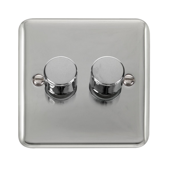 Click® Scolmore Deco Plus® DPCH152 2 Gang 2 Way 400Va Dimmer Switch Polished Chrome  Insert