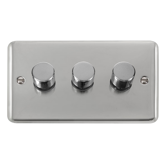 Click® Scolmore Deco Plus® DPCH153 3 Gang 2 Way 400Va Dimmer Switch Polished Chrome  Insert
