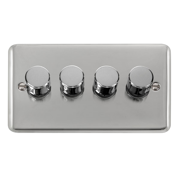 Click® Scolmore Deco Plus® DPCH154 4 Gang 2 Way 400Va Dimmer Switch Polished Chrome  Insert