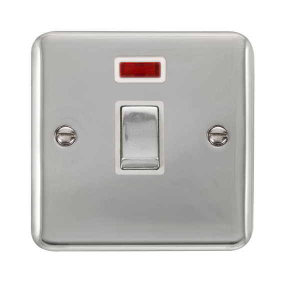 Click® Scolmore Deco Plus® DPCH723WH 20A Ingot DP Switch With Neon Polished Chrome White Insert