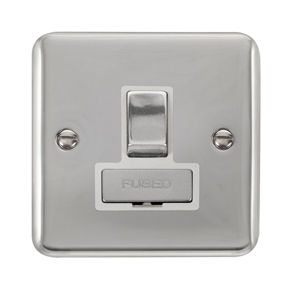 Click® Scolmore Deco Plus® DPCH751WH 13A Ingot DP Switched Fused Connection Unit Polished Chrome White Insert