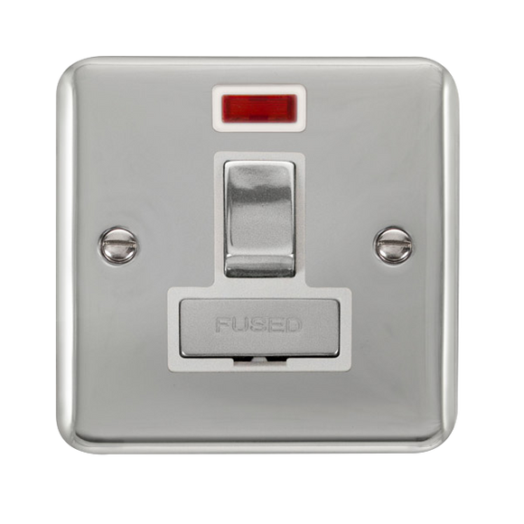 Click® Scolmore Deco Plus® DPCH752WH 13A Ingot DP Switched Fused Connection Unit With Neon Polished Chrome White Insert