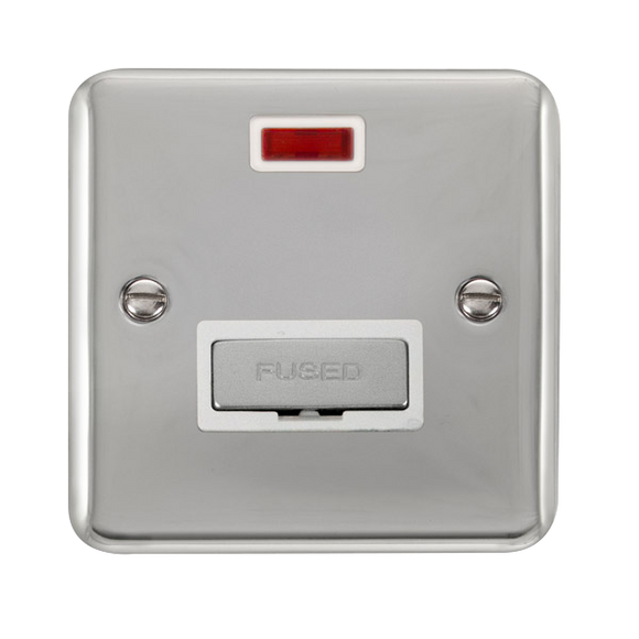 Click® Scolmore Deco Plus® DPCH753WH 13A Ingot Fused Connection Unit With Neon Polished Chrome White Insert