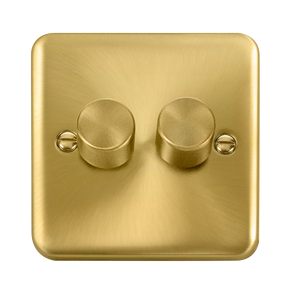 Click® Scolmore Deco Plus® DPSB162 2 Gang 2 Way 100W Dimmer Switch Satin Brass  Insert