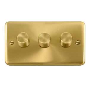 Click® Scolmore Deco Plus® DPSB163 3 Gang 2 Way 100W Dimmer Switch Satin Brass  Insert