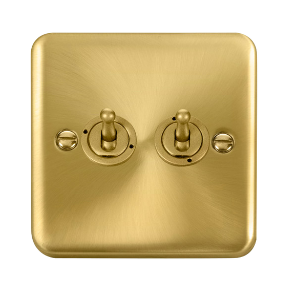 Click® Scolmore Deco Plus® DPSB422 10AX 2 Gang 2 Way Toggle Switch  Satin Brass  Insert