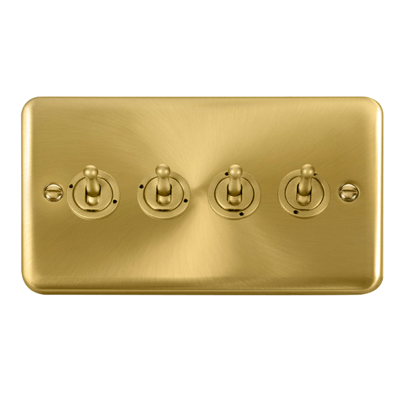 Click® Scolmore Deco Plus® DPSB424 10AX 4 Gang 2 Way Toggle Switch  Satin Brass  Insert