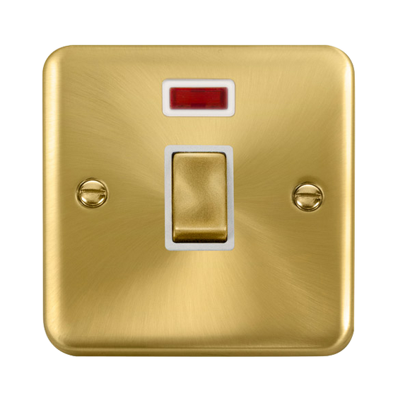 Click® Scolmore Deco Plus® DPSB723WH 20A Ingot DP Switch With Neon  Satin Brass White Insert