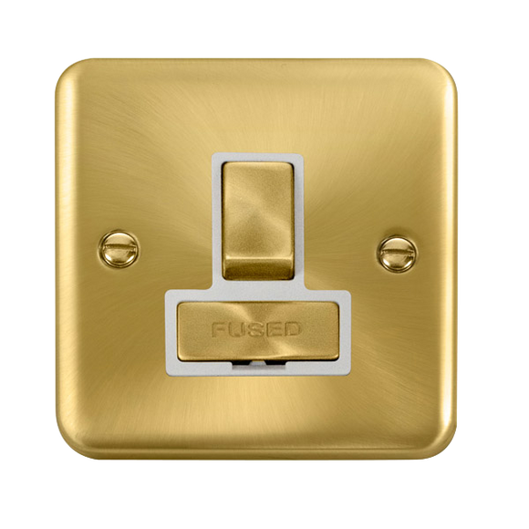 Click® Scolmore Deco Plus® DPSB751WH 13A Ingot DP Switched Fused Connection Unit Satin Brass White Insert