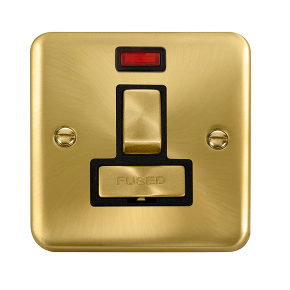 Click® Scolmore Deco Plus® DPSB752BK 13A Ingot DP Switched Fused Connection Unit With Neon Satin Brass Black Insert