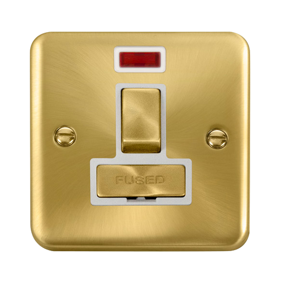 Click® Scolmore Deco Plus® DPSB752WH 13A Ingot DP Switched Fused Connection Unit With Neon Satin Brass White Insert