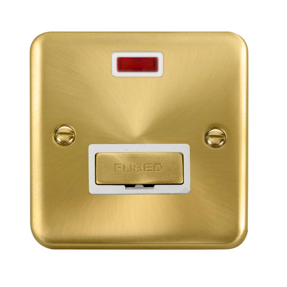 Click® Scolmore Deco Plus® DPSB753WH 13A Ingot Fused Connection Unit With Neon Satin Brass White Insert