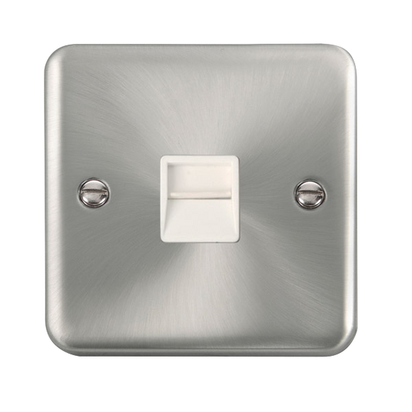 Click® Scolmore Deco Plus® DPSC125WH Single Telephone Outlet - Secondary  Satin Chrome White Insert