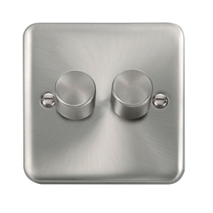 Click® Scolmore Deco Plus® DPSC162 2 Gang 2 Way 100W Dimmer Switch Satin Chrome  Insert