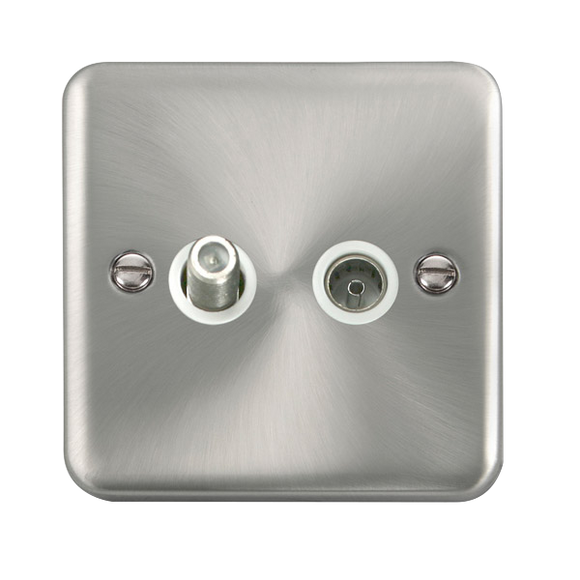 Click® Scolmore Deco Plus® DPSC170WH Non-isolated Satellite & Non-isolated Coaxial Outlet Satin Chrome White Insert