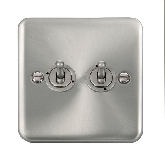 Click® Scolmore Deco Plus® DPSC422 10AX 2 Gang 2 Way Toggle Switch  Satin Chrome  Insert