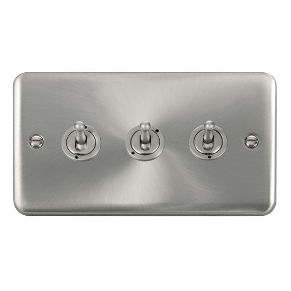 Click® Scolmore Deco Plus® DPSC423 10AX 3 Gang 2 Way Toggle Switch  Satin Chrome  Insert