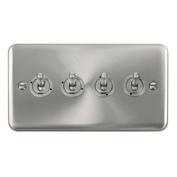 Click® Scolmore Deco Plus® DPSC424 10AX 4 Gang 2 Way Toggle Switch  Satin Chrome  Insert