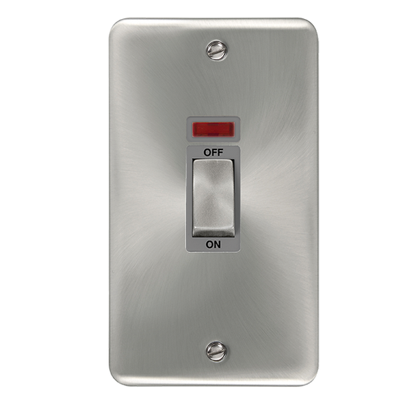 Click® Scolmore Deco Plus® DPSC503GY 45A Ingot 2 Gang DP Switch With Neon  Satin Chrome Grey Insert