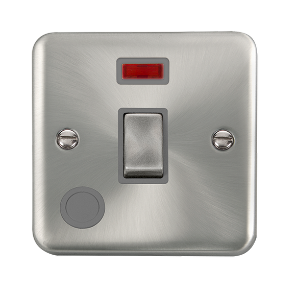Click® Scolmore Deco Plus® DPSC523GY 20A Ingot DP Switch With Neon Satin Chrome Grey Insert