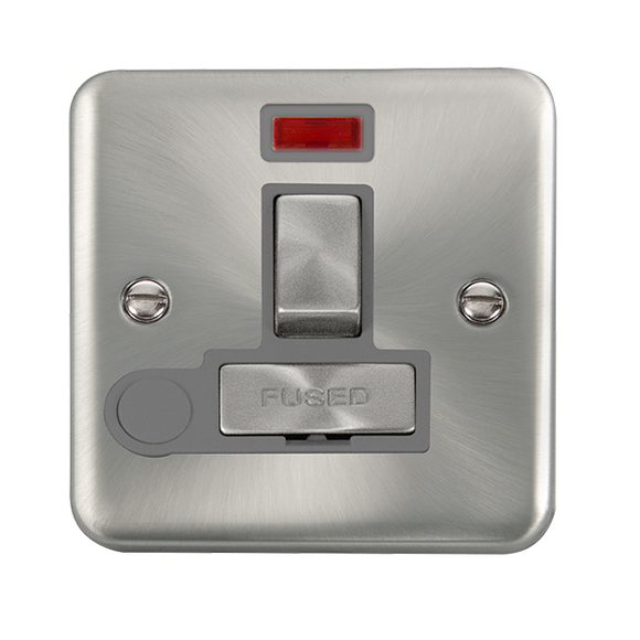 Click® Scolmore Deco Plus® DPSC552GY 13A Ingot DP Switched Fused Connection Unit With Neon Satin Chrome Grey Insert