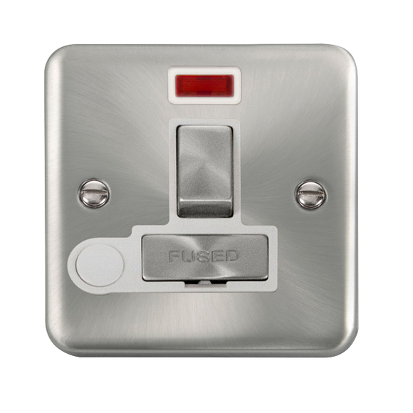 Click® Scolmore Deco Plus® DPSC552WH 13A Ingot DP Switched Fused Connection Unit With Neon Satin Chrome White Insert