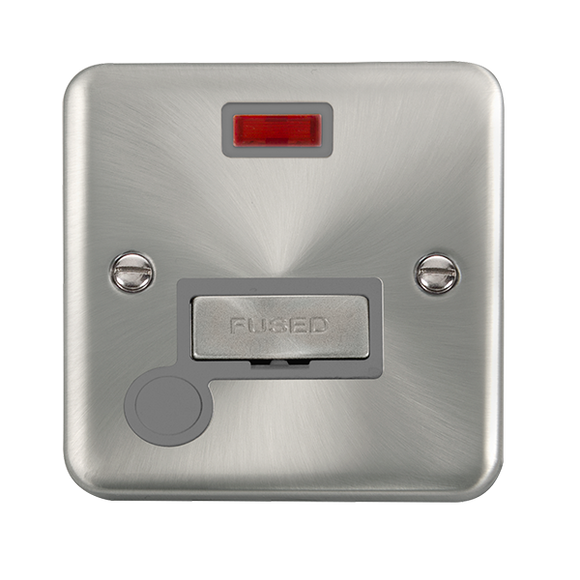 Click® Scolmore Deco Plus® DPSC553GY 13A Ingot Fused Connection Unit With Neon Satin Chrome Grey Insert