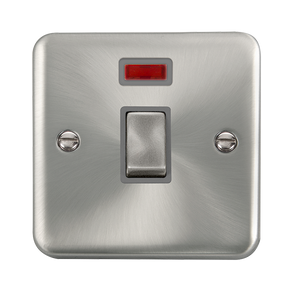 Click® Scolmore Deco Plus® DPSC723GY 20A Ingot DP Switch With Neon Satin Chrome Grey Insert