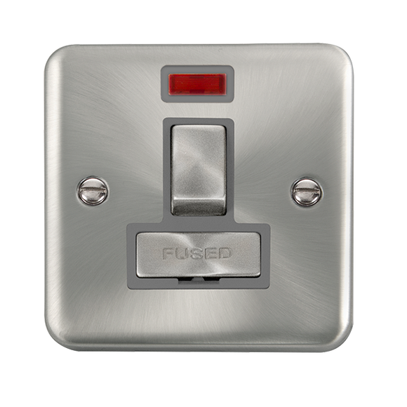 Click® Scolmore Deco Plus® DPSC752GY 13A Ingot DP Switched Fused Connection Unit With Neon Satin Chrome Grey Insert