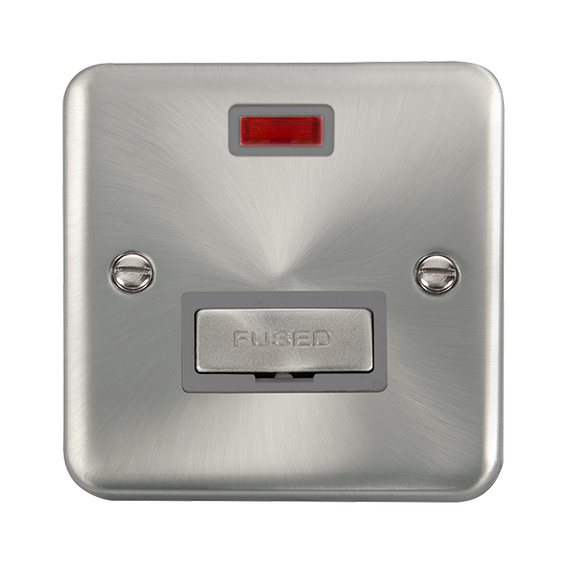 Click® Scolmore Deco Plus® DPSC753GY 13A Ingot Fused Connection Unit With Neon Satin Chrome Grey Insert
