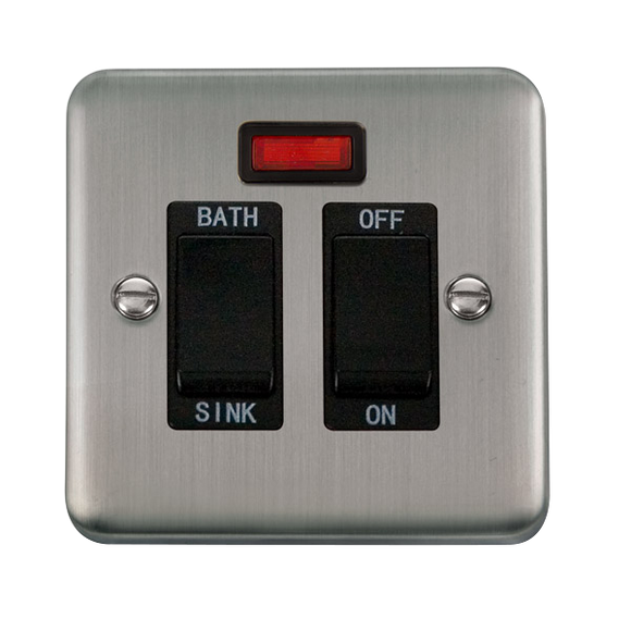 Click® Scolmore Deco Plus® DPSS024BK 20A DP Sink/Bath Switch With Neon Stainless Steel Black Insert