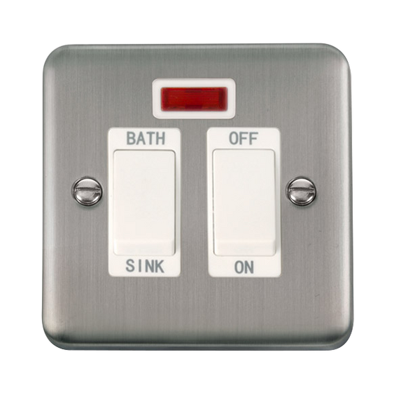 Click® Scolmore Deco Plus® DPSS024WH 20A DP Sink/Bath Switch With Neon  Stainless Steel White Insert