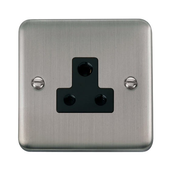 Click® Scolmore Deco Plus® DPSS038BK 5A Round Pin Socket  Stainless Steel Black Insert