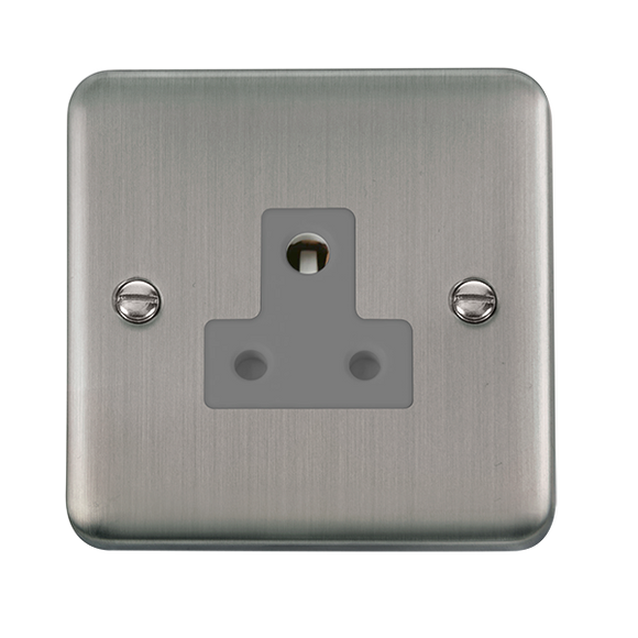 Click® Scolmore Deco Plus® DPSS038GY 5A Round Pin Socket  Stainless Steel Grey Insert