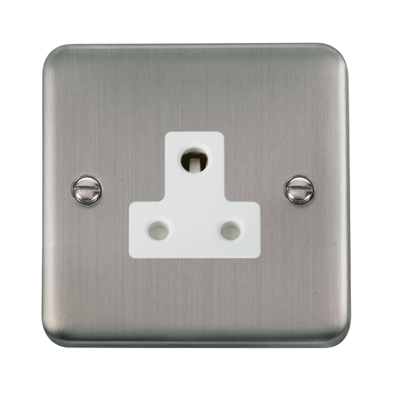 Click® Scolmore Deco Plus® DPSS038WH 5A Round Pin Socket  Stainless Steel White Insert