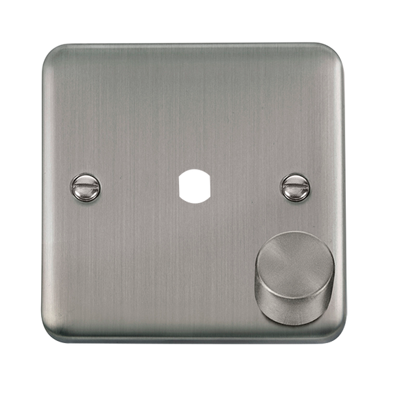 Click® Scolmore Deco Plus® DPSS140PL 1 Gang Dimmer Plate & Knob (650W Max) - 1 Aperture Stainless Steel  Insert