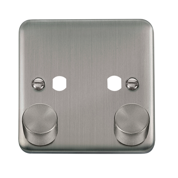 Click® Scolmore Deco Plus® DPSS152PL 2 Gang Dimmer Plate & Knobs (800W Max) - 2 Apertures Stainless Steel  Insert