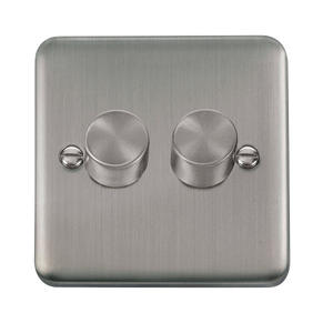 Click® Scolmore Deco Plus® DPSS152 2 Gang 2 Way 400Va Dimmer Switch Stainless Steel  Insert