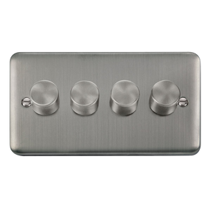 Click® Scolmore Deco Plus® DPSS154 4 Gang 2 Way 400Va Dimmer Switch Stainless Steel  Insert
