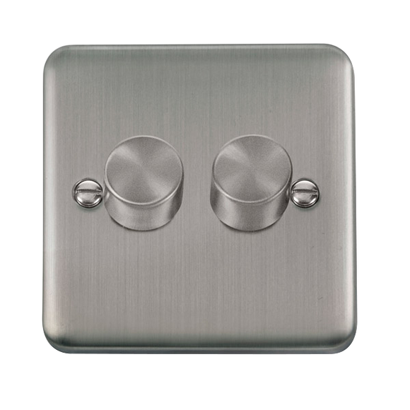 Click® Scolmore Deco Plus® DPSS162 2 Gang 2 Way 100W Dimmer Switch Stainless Steel  Insert